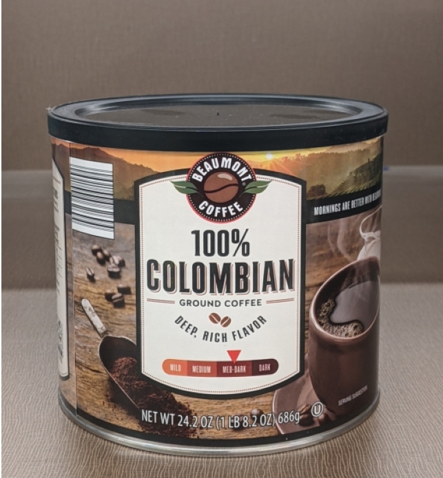 Beaumont 100% Colombian Ground Coffee 24.2oz (Medium Roast)