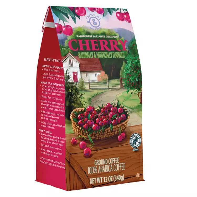 Barissimo Cherry Flavored Ground Coffee Bag 12oz  (Light Roast)