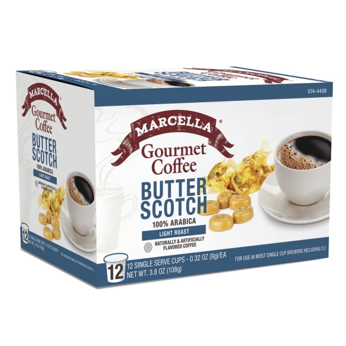 Marcella Gourmet Butter Scotch  Coffee Pods 12Kcups (Light Roast)