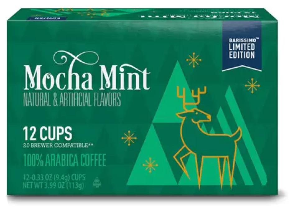 Barissimo Mocha Mint Flavored Coffeepods Kcups 12ct (Medium Roast)
